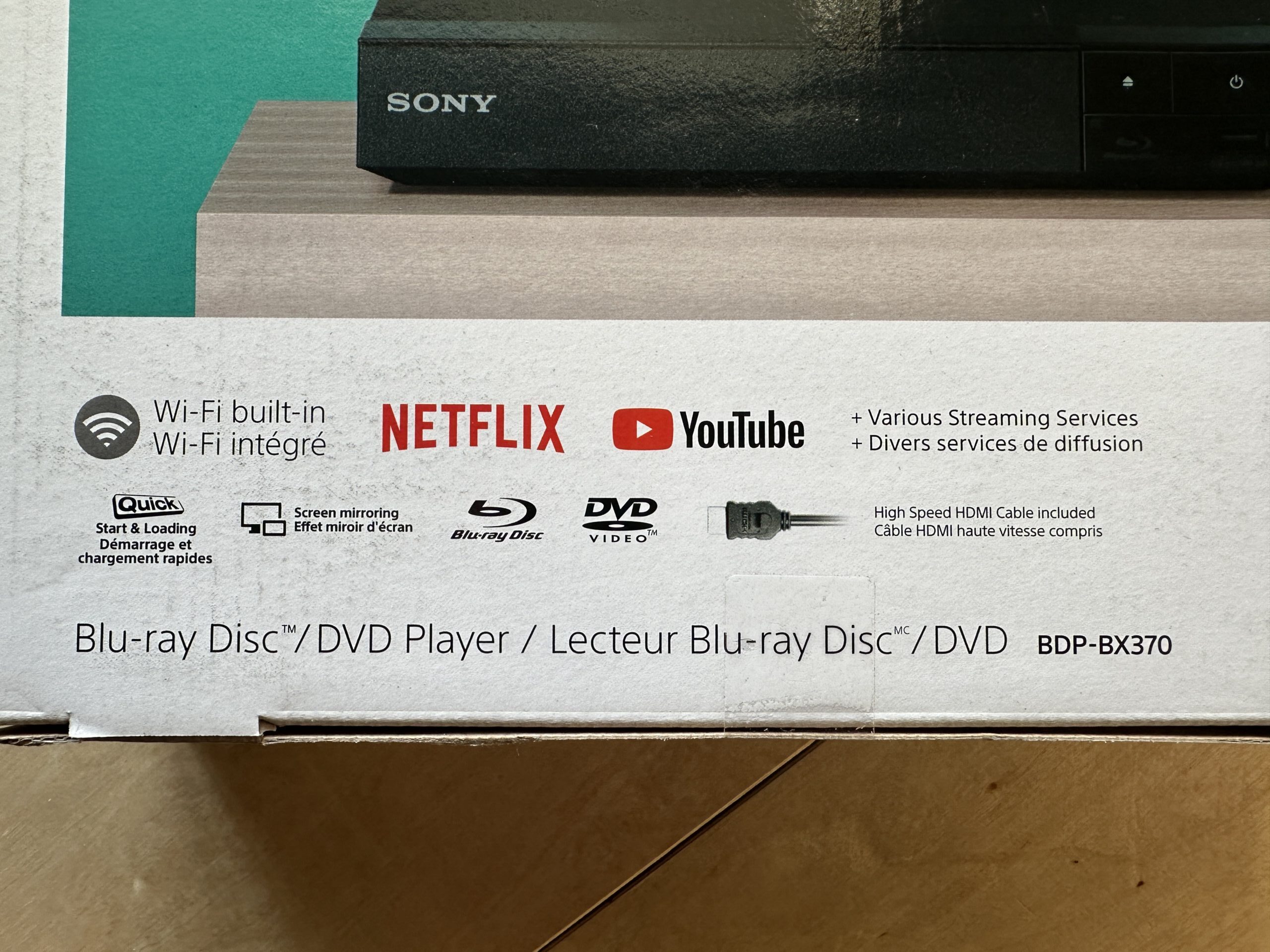 Sony BDPBX370 Streaming Bluray DVD Player with builtin WiFi, Dolby
