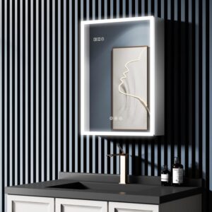 LIGMIRR 20" wide X 28" high LED MIRROR CABINET.  TOUCH SENSON SWITCH - CHANGABLE AND DIMMABLE