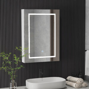 LIGMIRR 20" wide X 26" high LED MIRROR CABINET.  LED MIRROR CABINET - RECESSED & WALL MOUNTED